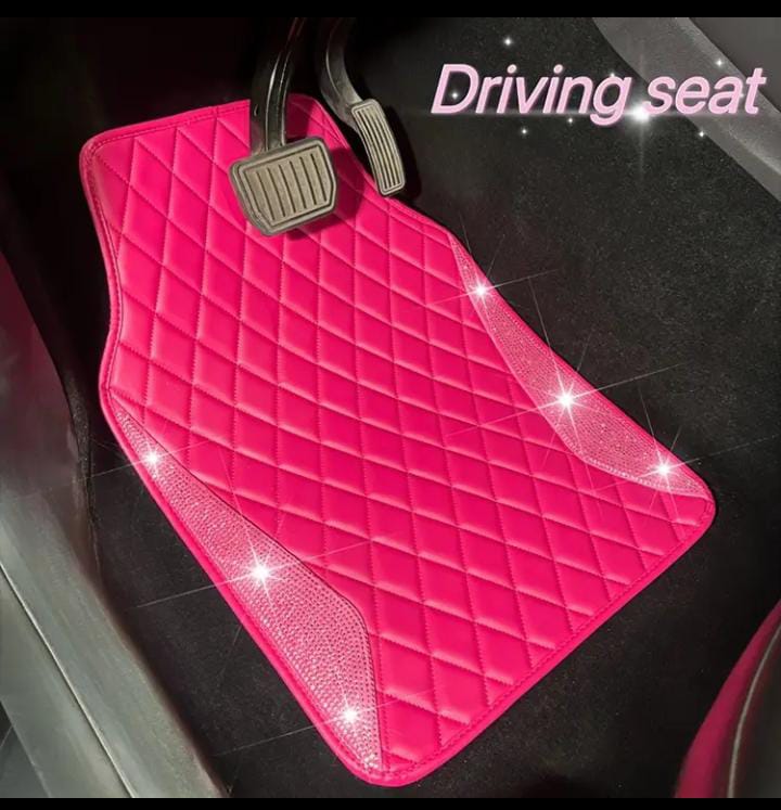 Alfombrillas de coche rosadas de piel sintetica