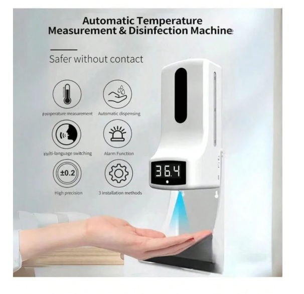 Dispensador Automático de jabon o desinfectante con Termómetro 1000 ML