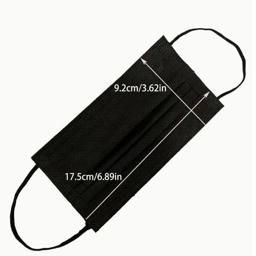 Cubrebocas negra desechable 50 Pz