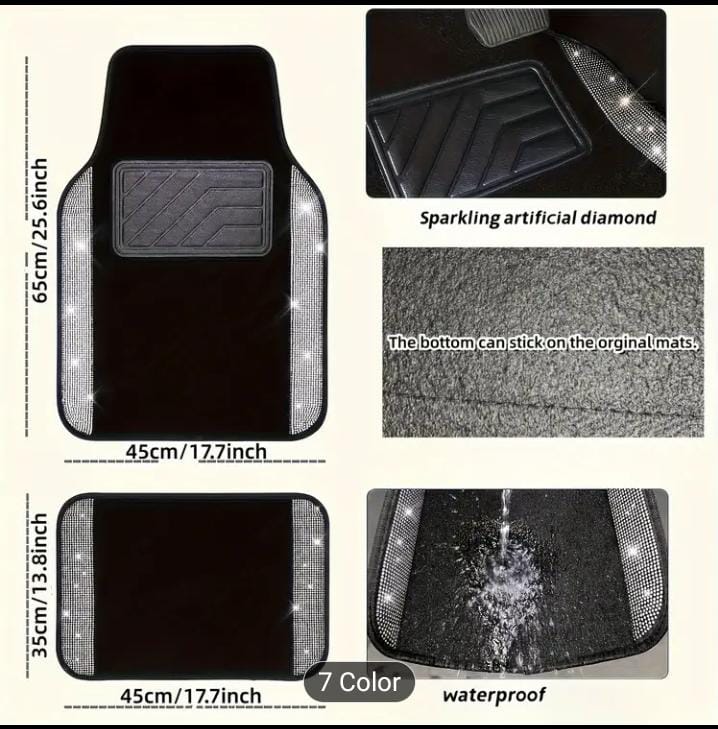 4 PZ Alfombrillas para coche con detalles rosados