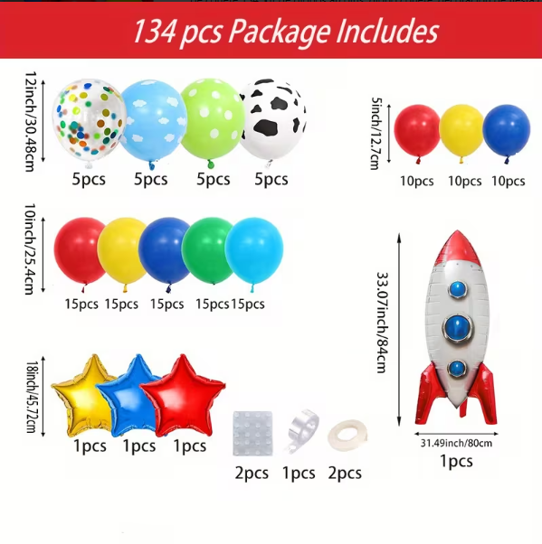 134 PIEZAS Set Decorativo Cumpleaños Toy