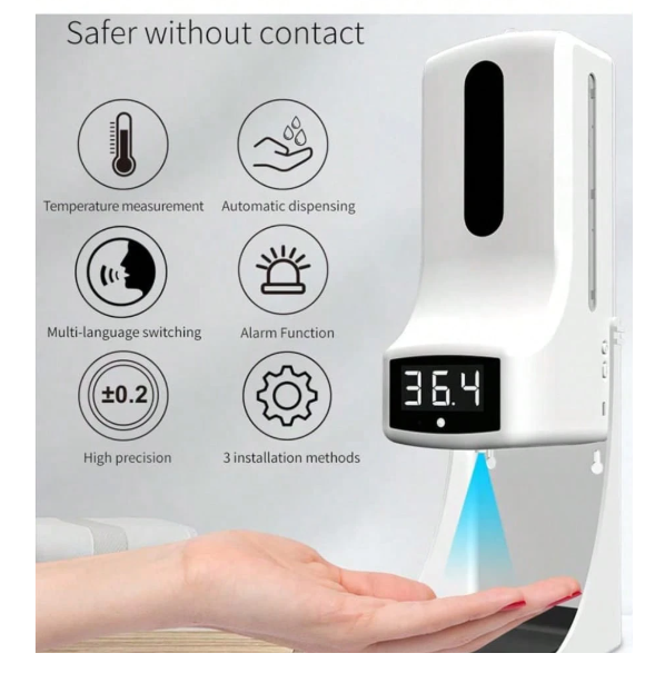 Dispensador Automático de jabon o desinfectante con Termómetro 1000 ML