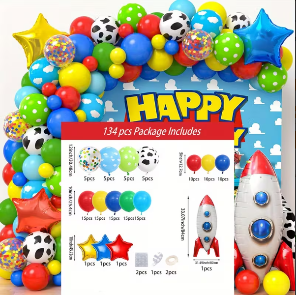 134 PIEZAS Set Decorativo Cumpleaños Toy