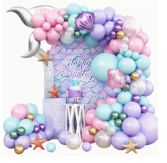 Set de Globos 101 piezas Decorativos Sirena