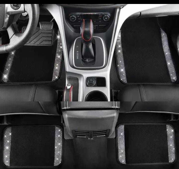 4 PZ Alfombrillas para coche con detalles rosados