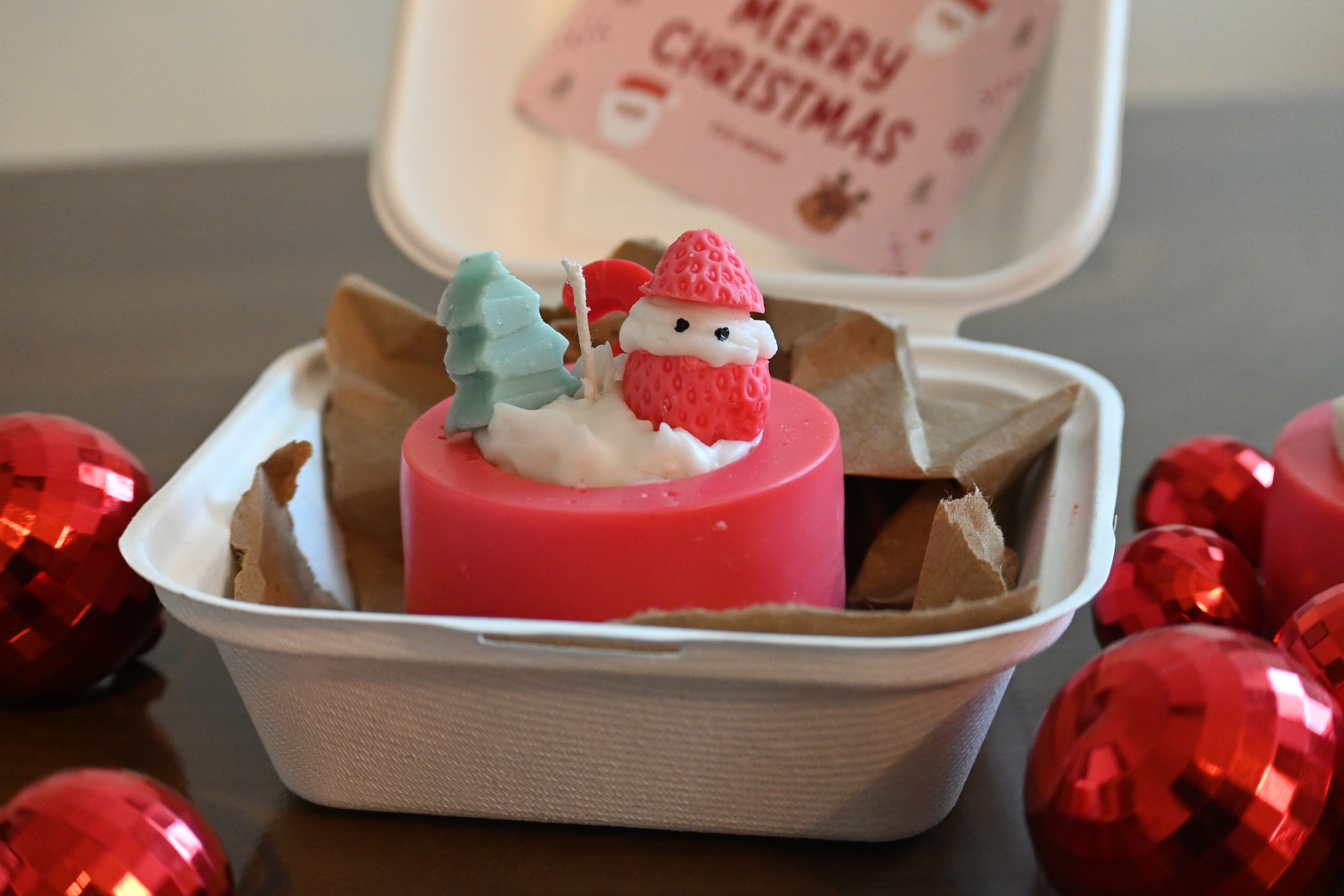 Christmas Candle with Santa Decor