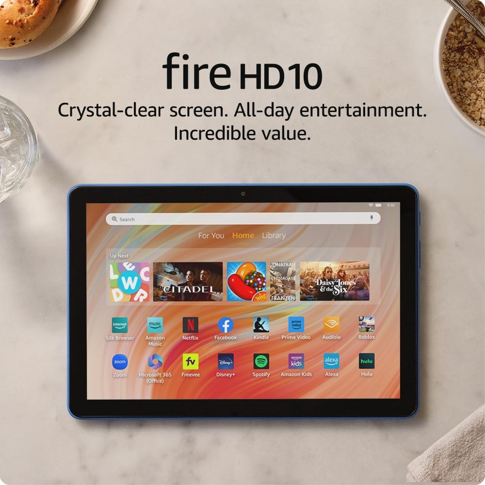 Fire HD 10 tablet (newest model) built for relaxation, 10.1" vibrant Full HD screen, octa-core processor, 3 GB RAM, 32 GB, Ocean