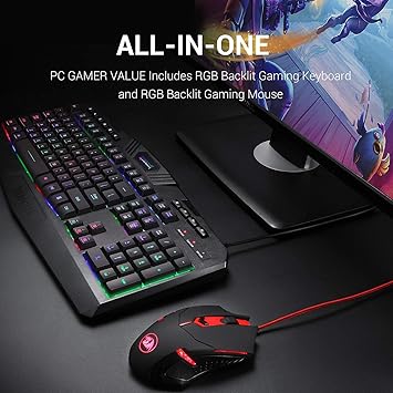 S101 Gaming Keyboard, M601 Mouse, RGB Backlit Gaming Keyboard, Programmable Backlit Gaming