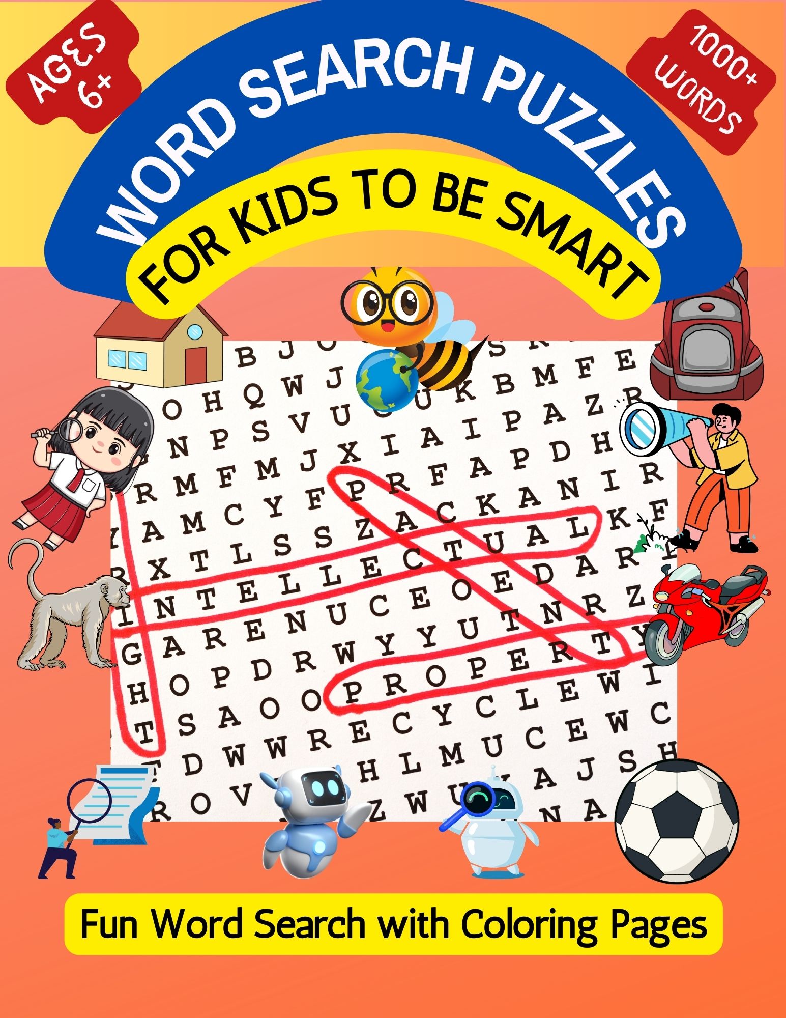 Word Search Puzzles for Kids Ages 6+, 1000+ Words