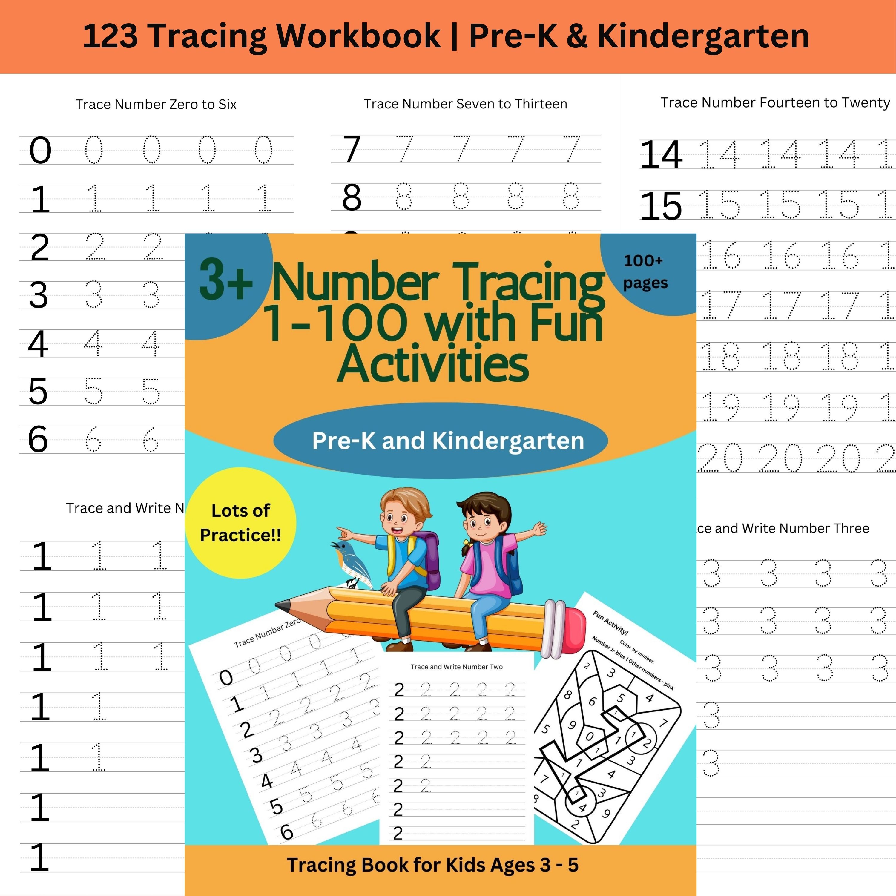 Number Tracing 1 - 100 with Fun Coloring Activity