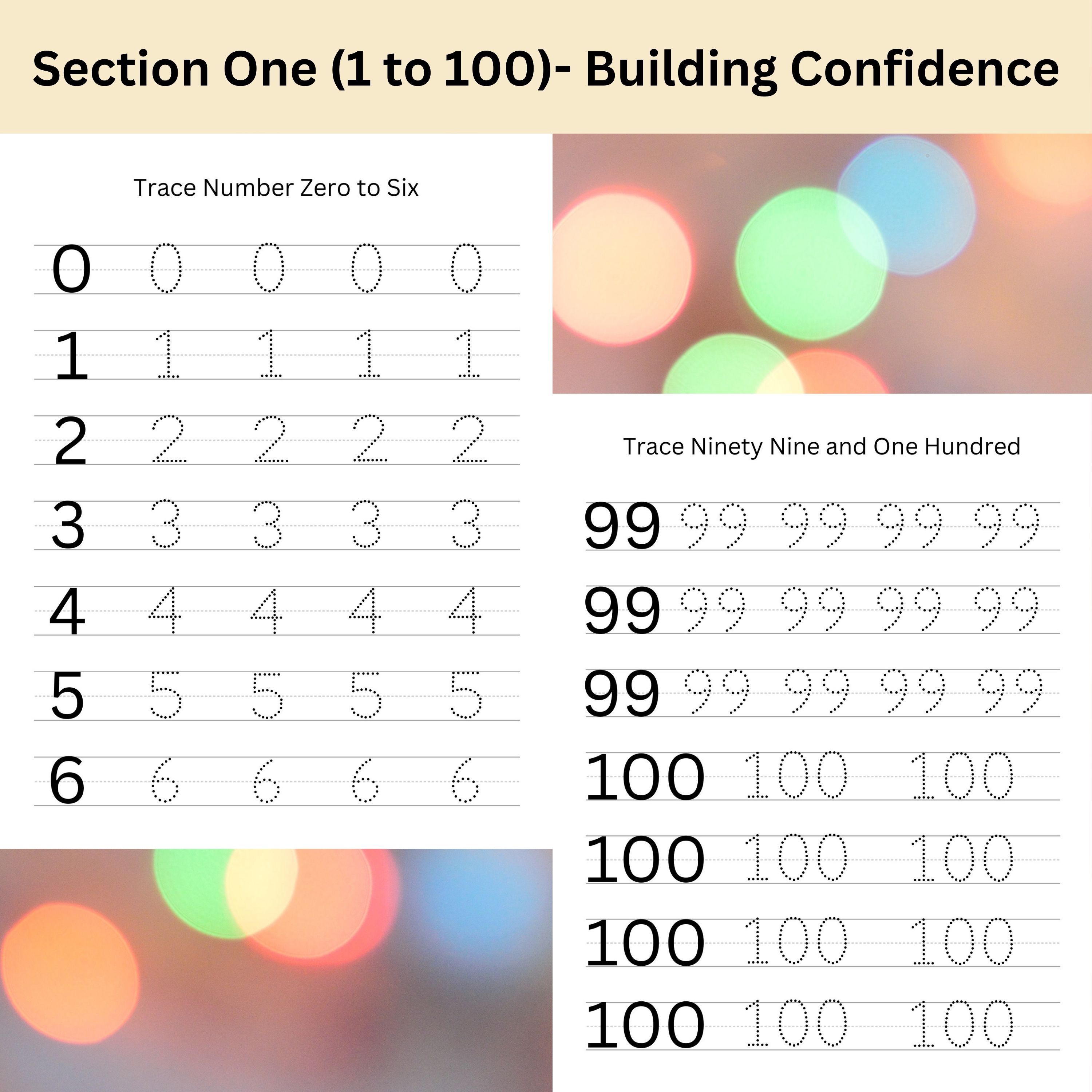 Number Tracing 1 - 100 with Fun Coloring Activity