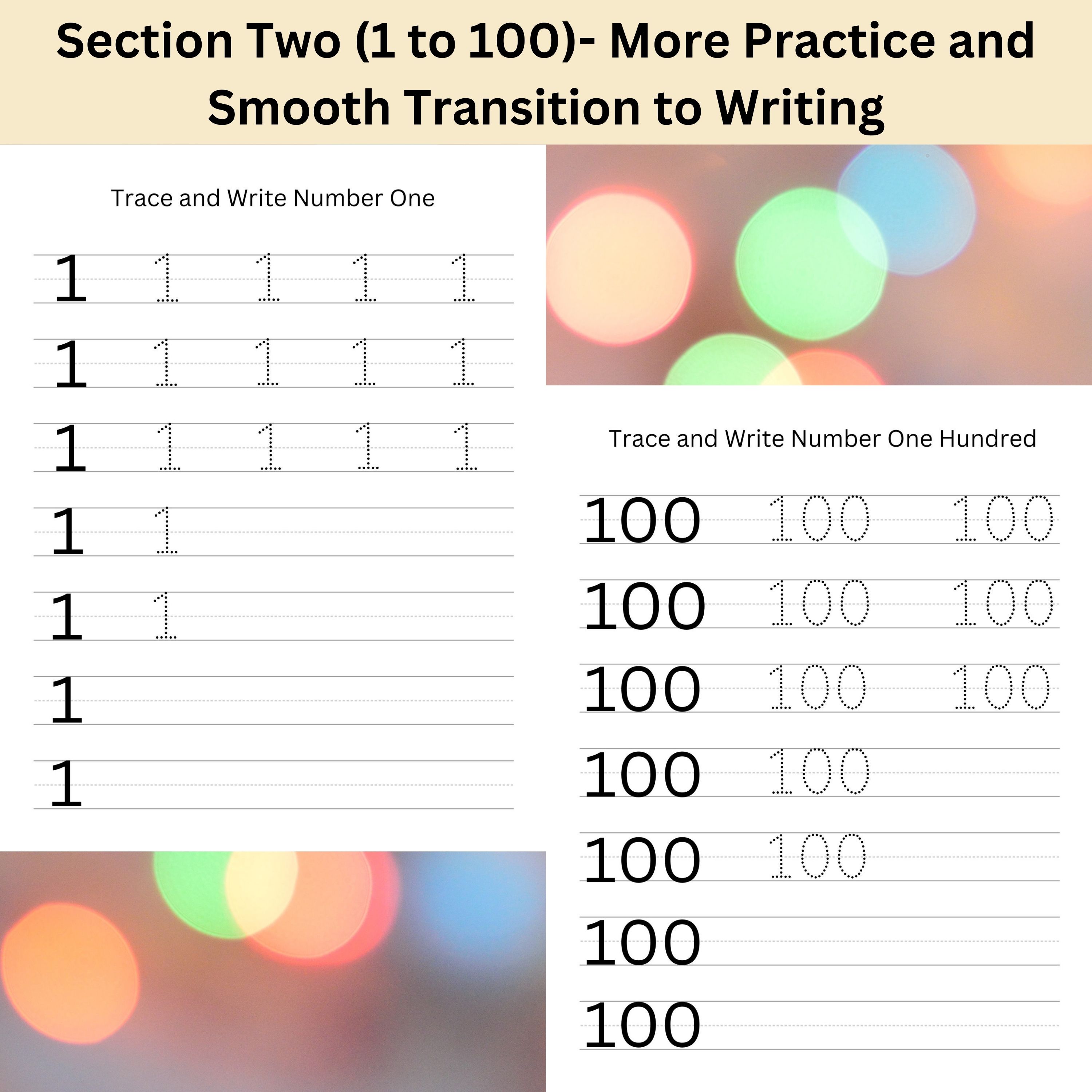 Number Tracing 1 - 100 with Fun Coloring Activity