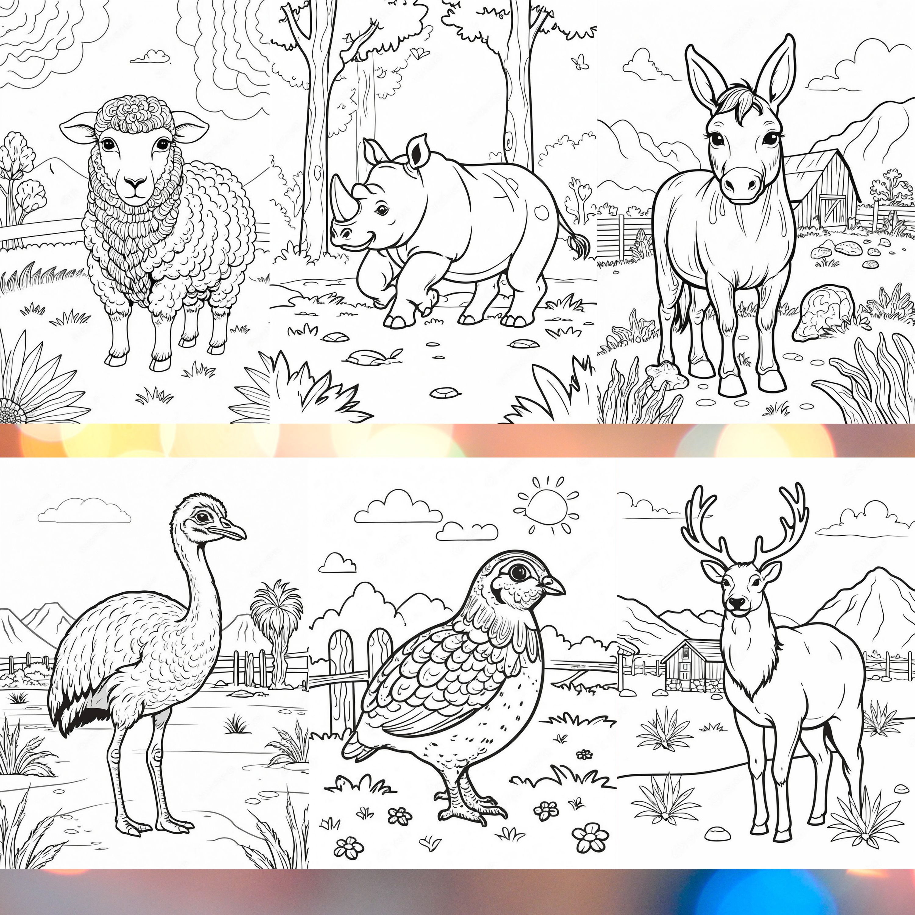 A to Z Animal Coloring Book for Kids. Wild and Farm Animals