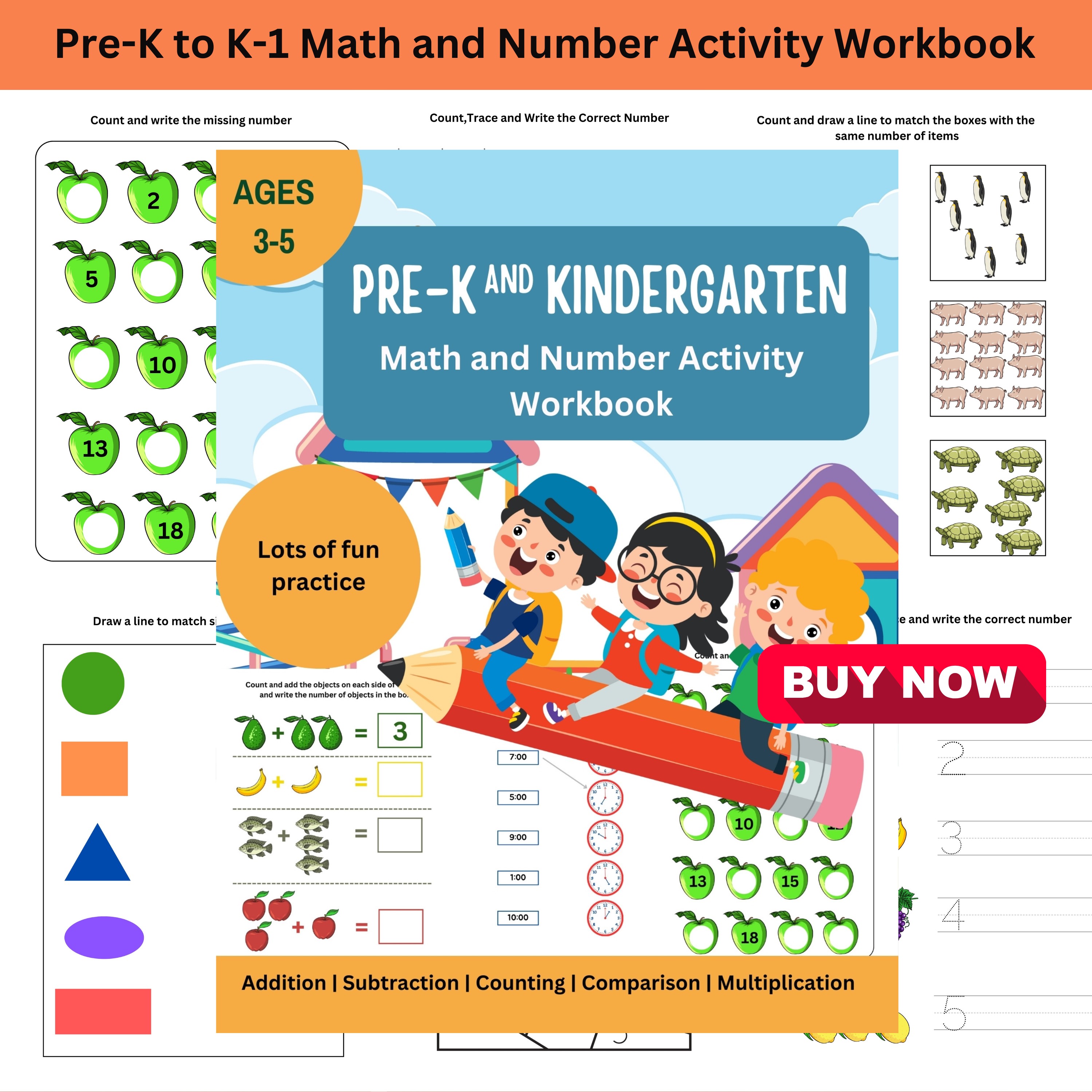 Pre-K to K-1 Math and Number Activity Workbook