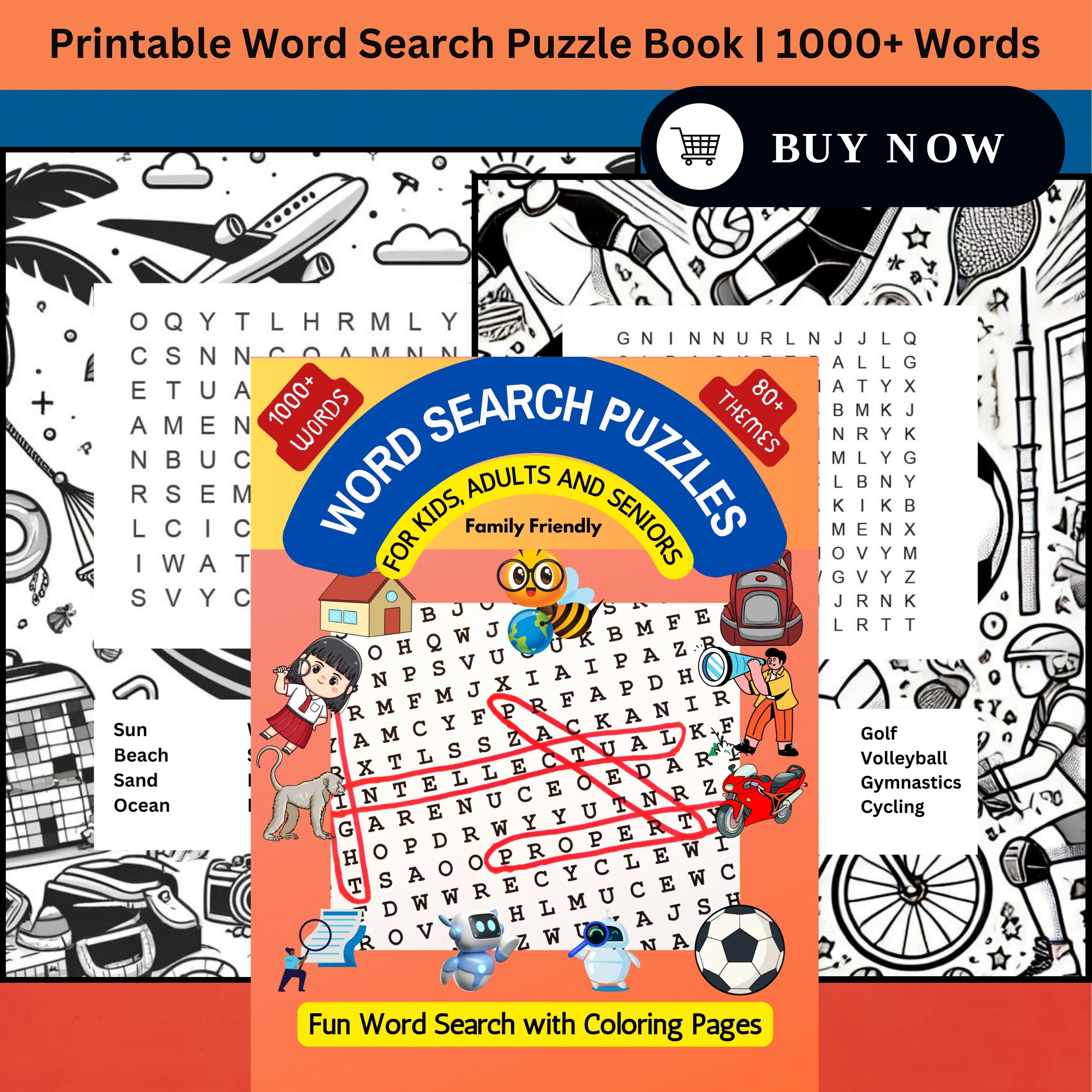 Printable | Word Search Puzzles for Kids Ages 6+, 1000+ Words
