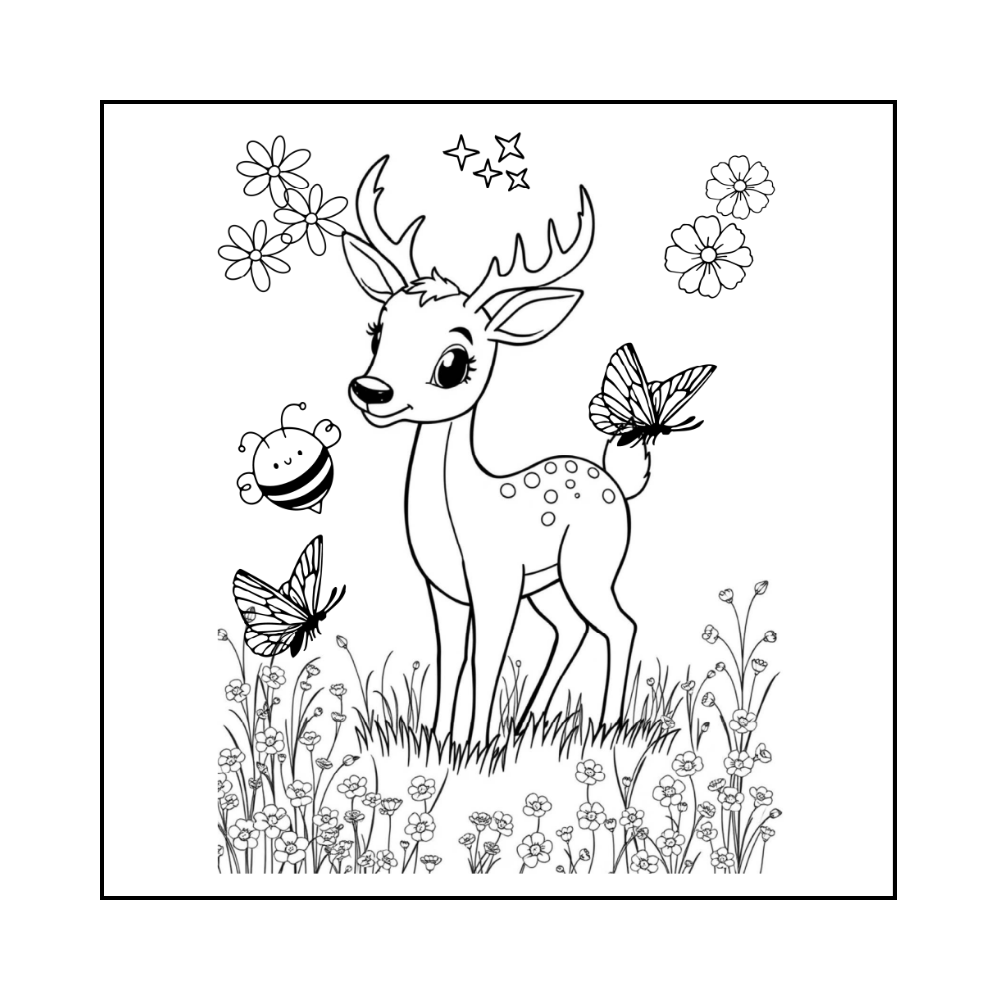 Happy Deer Coloring Book 24