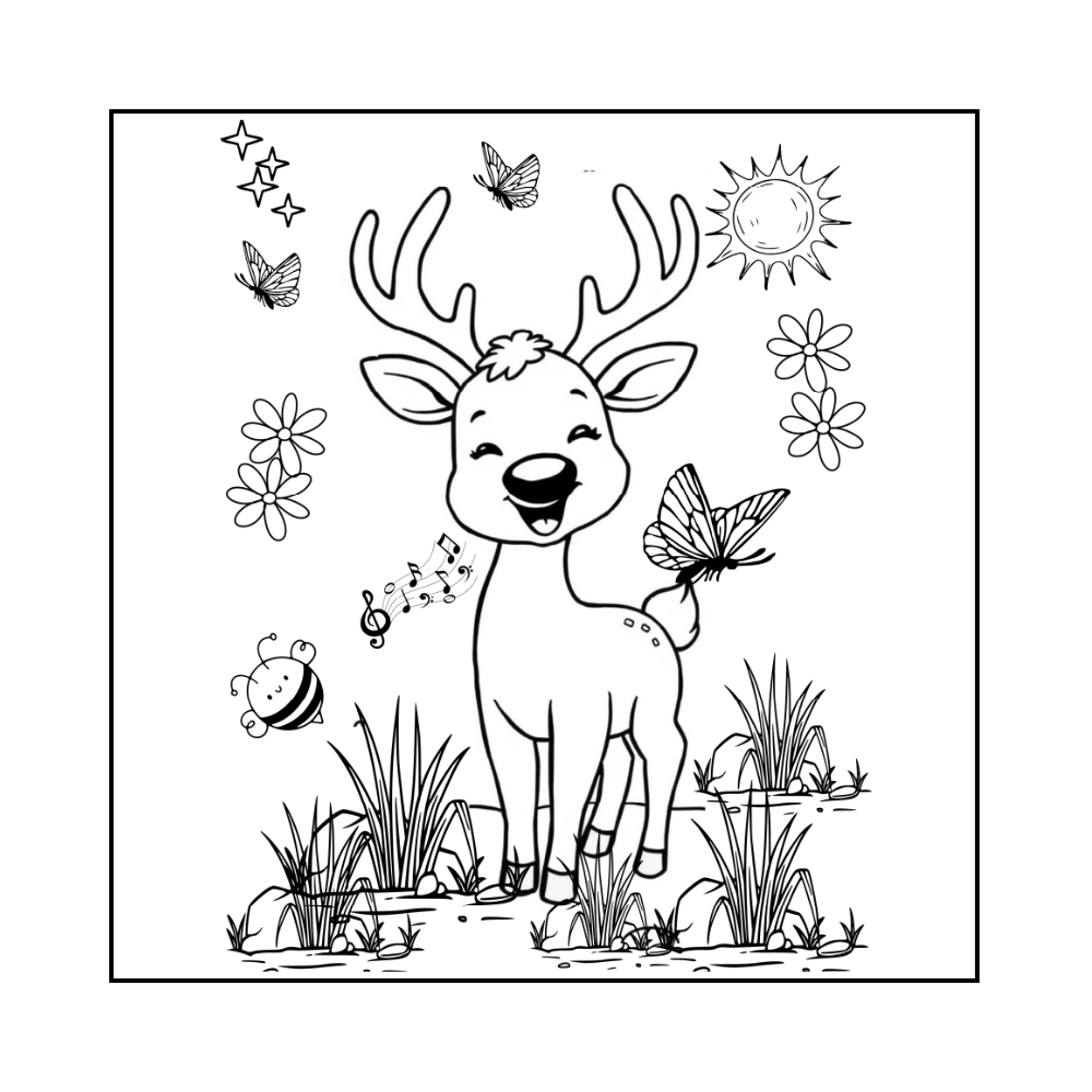 Happy Deer Coloring Book 24
