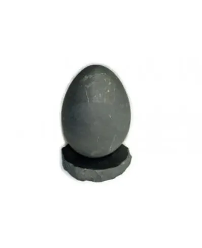 Œuf non poli 4 cm  avec support shungite