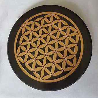 Plaque ronde 12 cm – Fleur de Vie Or