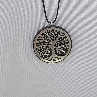 Pendentif rond ARBRE DE VIE motif ARGENT plein 2.5 cm