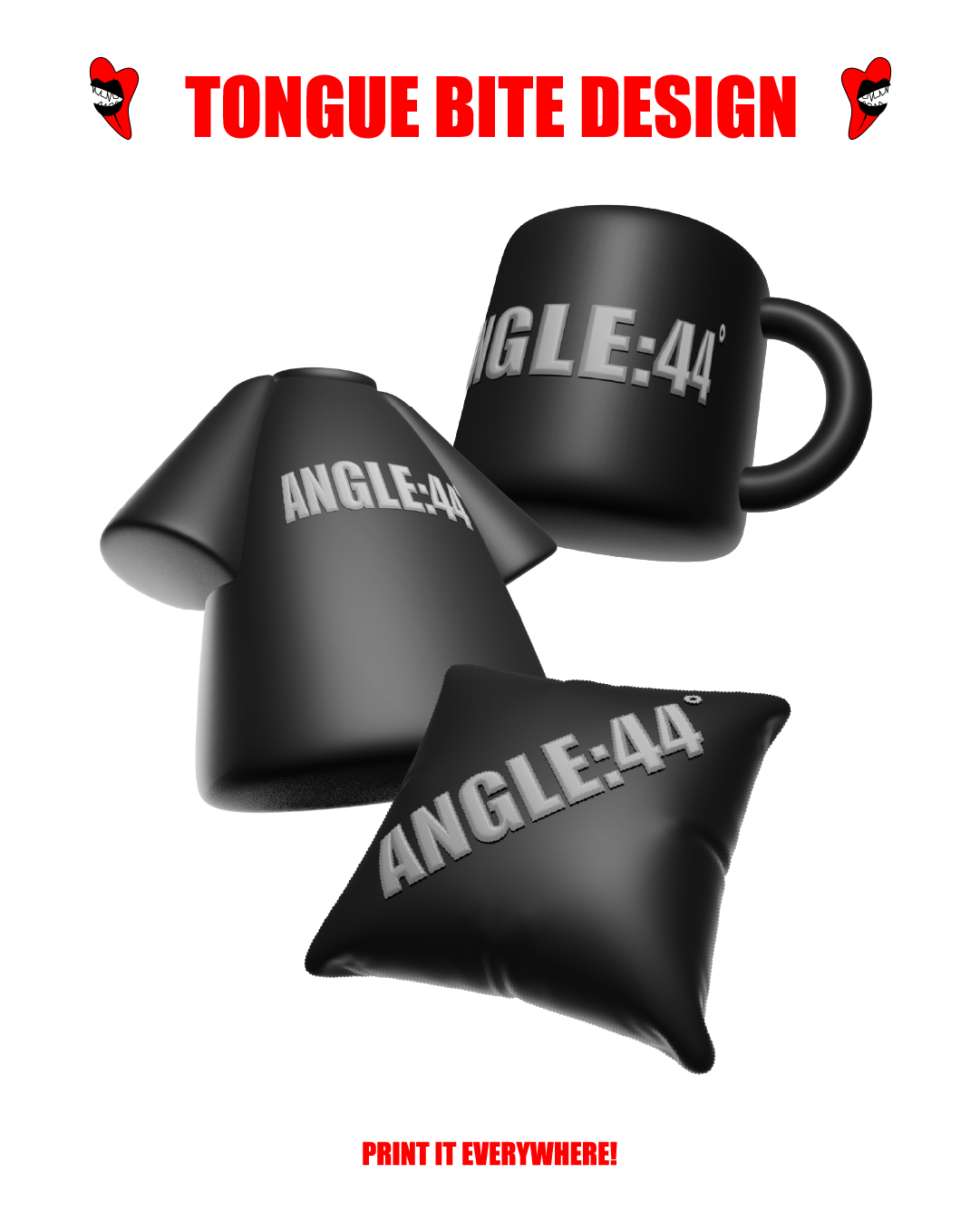Angle 44˚ 3d silver font design