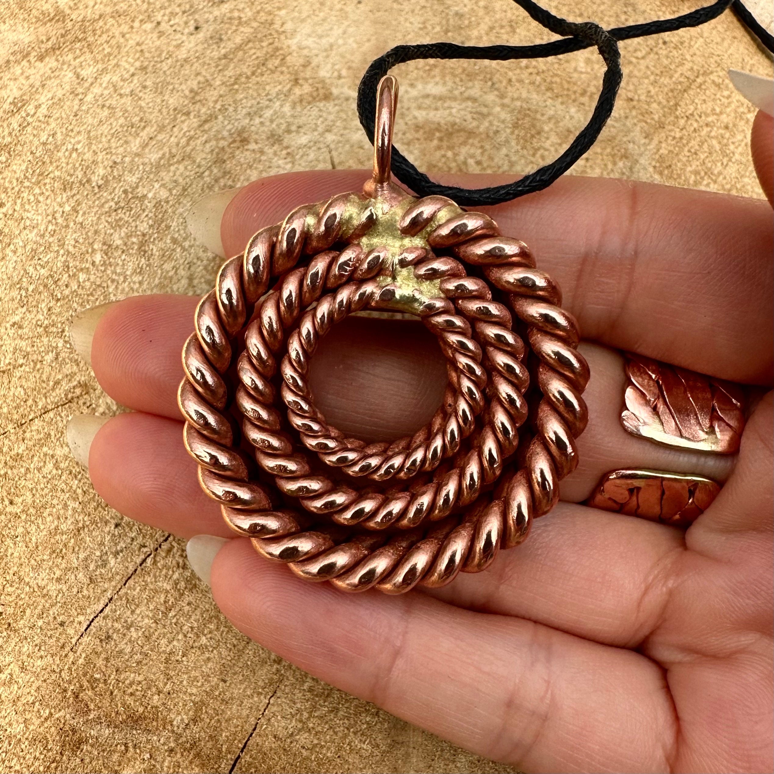 Dual-Sided Synergising Trio Pendant - Royal Cubit 144Mhz, Lost Cubit 177Mhz, Empowerment Cubit 188Mhz - Pure Copper Tensor Rings