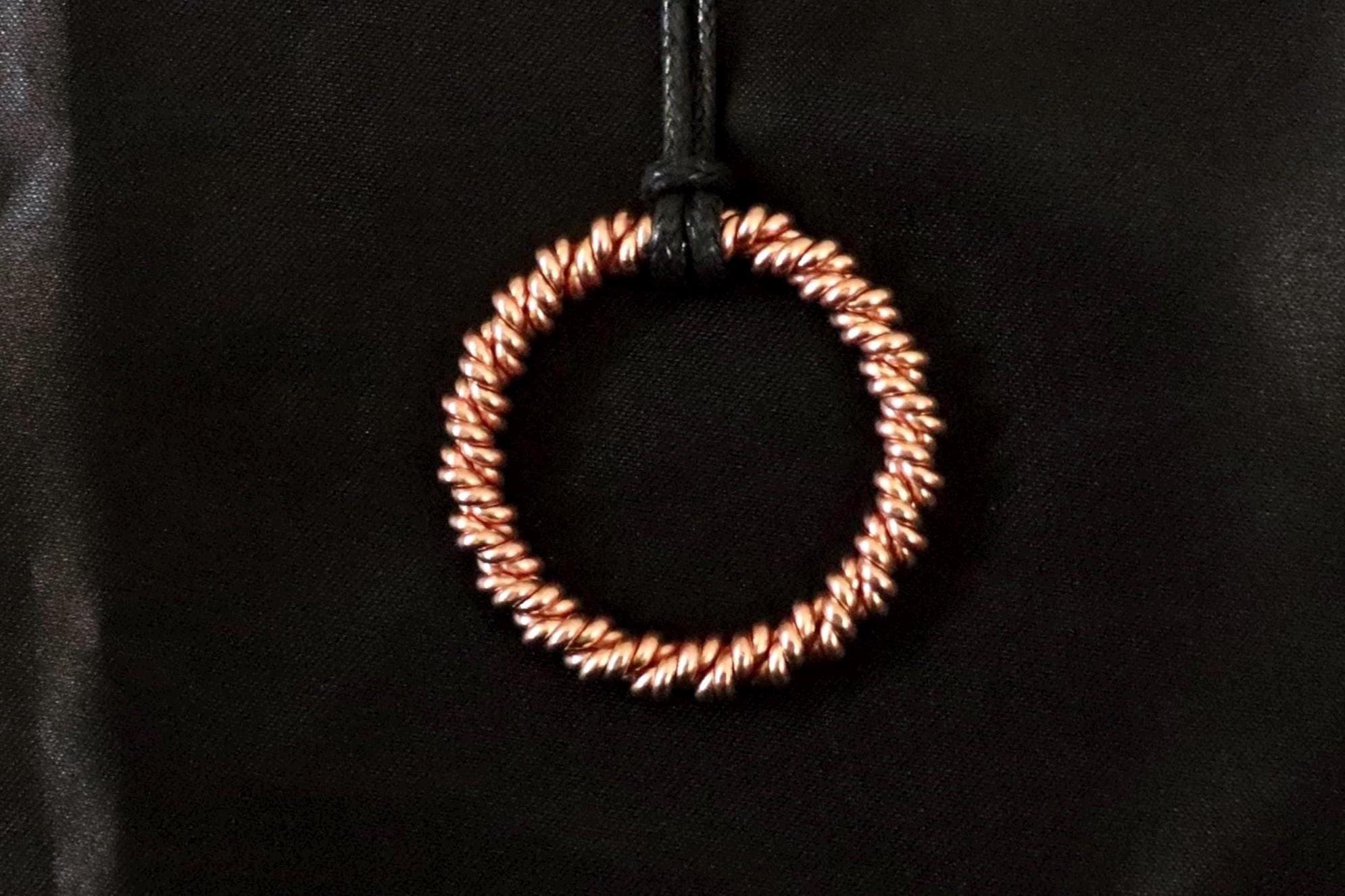 1/8 Ra-Mu Lemurian Copper Tensor Ring Pendant - 404mhz Frequency - Double Twist - DNA Repair and Activation tool