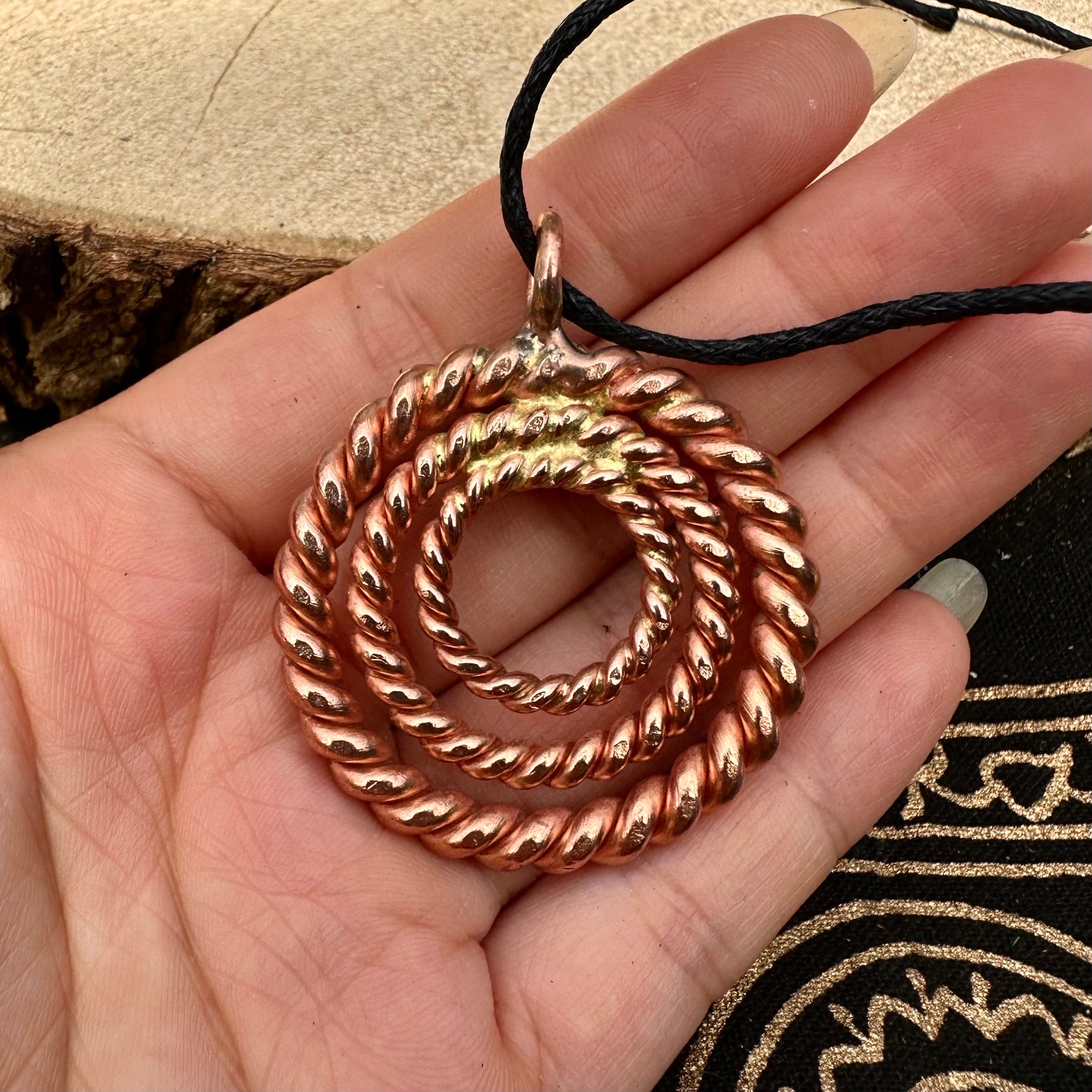 Synergising Trio Pendant - Royal Cubit 144Mhz, Lost Cubit 177Mhz, Empowerment Cubit 188Mhz - Pure Copper Tensor Rings