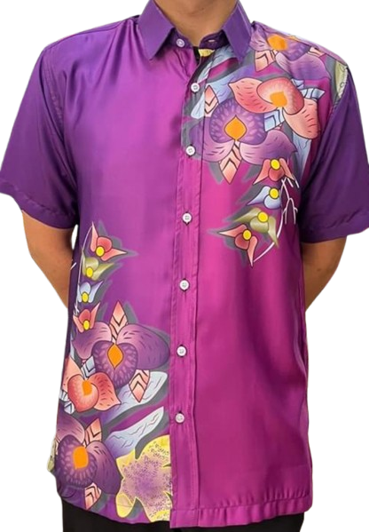 Purple Floral Button-Up Corporate Shirt