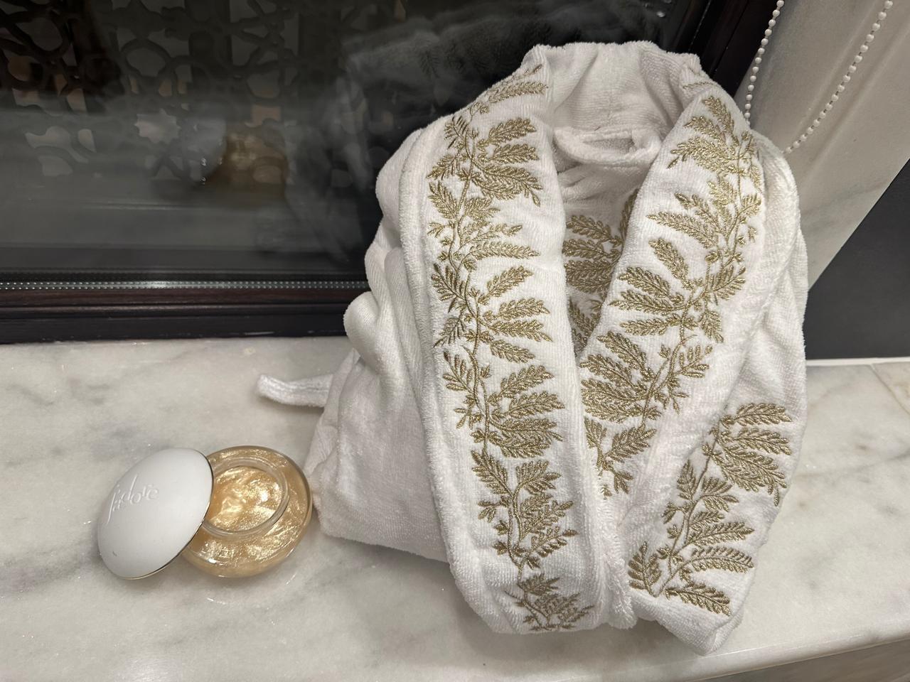 Terry velour spike bathrobe set Full collar embroidery