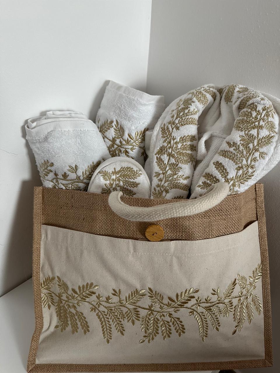 Terry velour spike bathrobe set Full collar embroidery