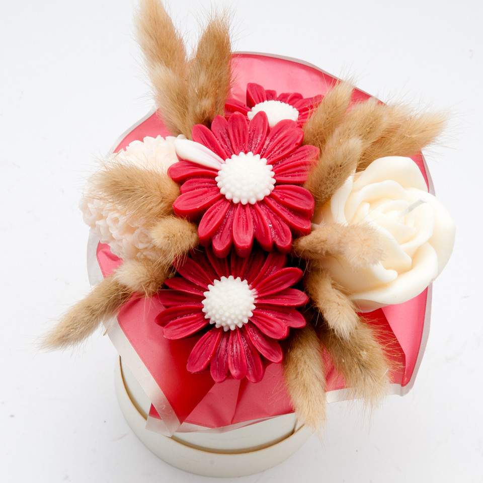 MINI BOX DI FIORI IN CERA DI SOIA 