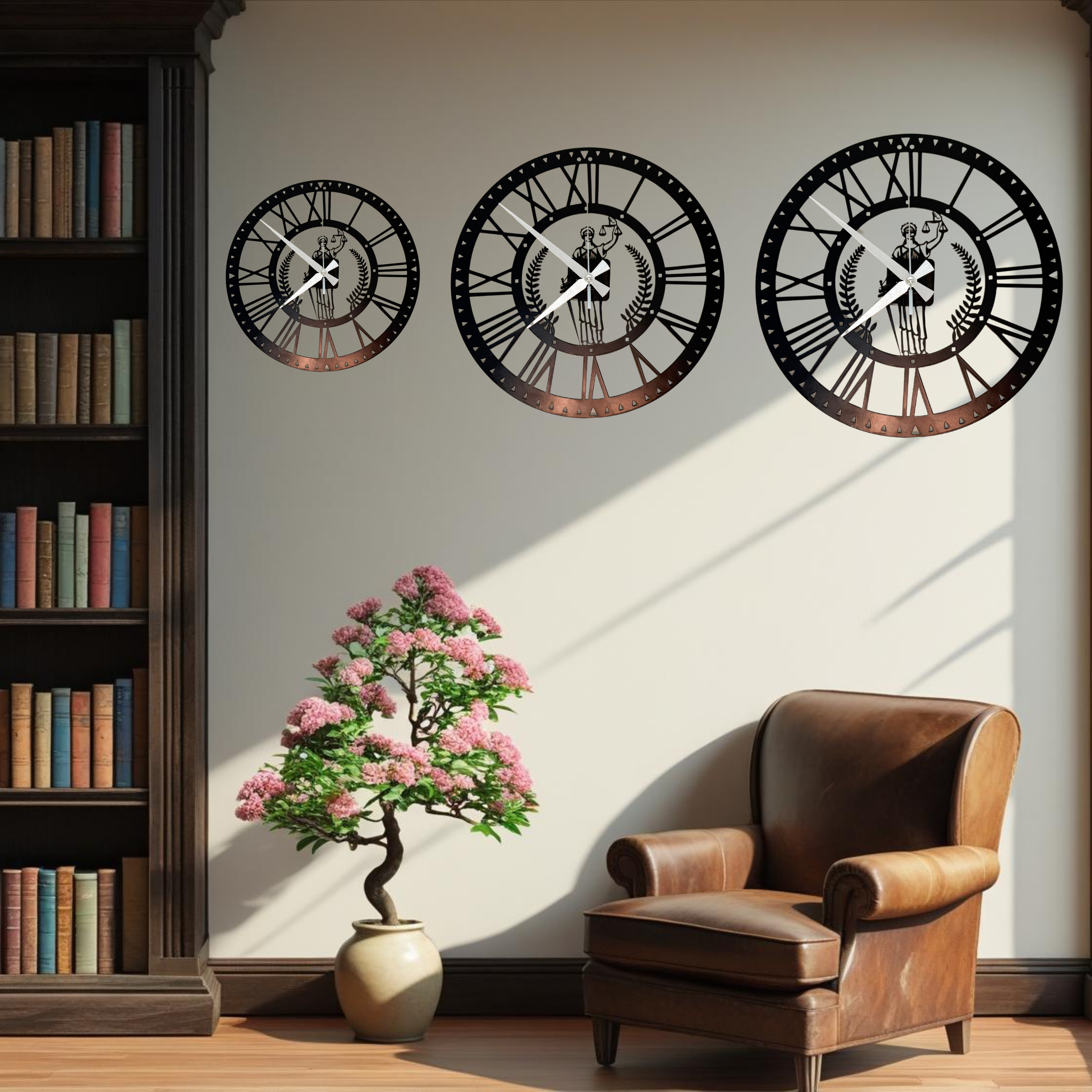 Metal Roma Figürlü Dekoratif Duvar Saati