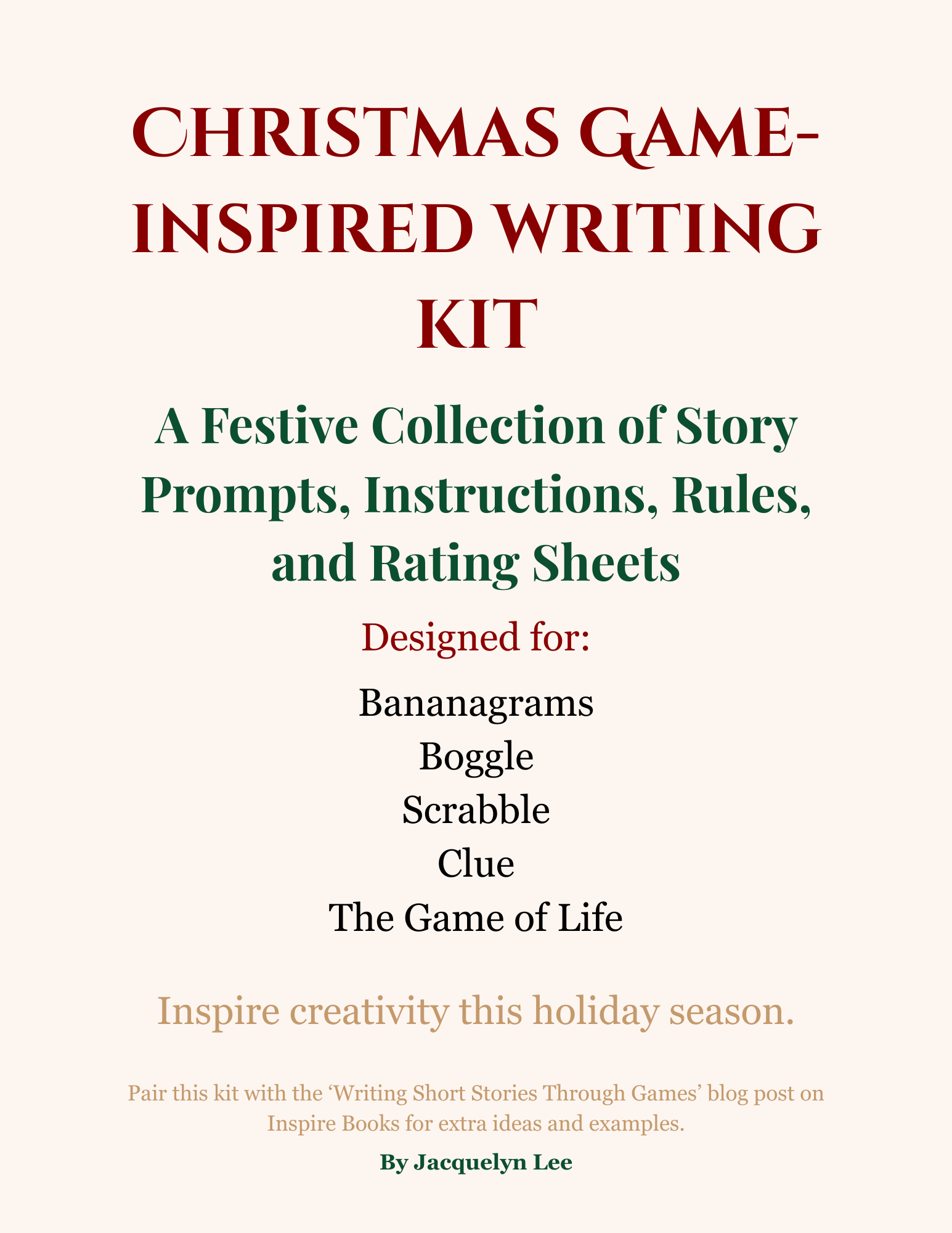 Christmas Game-Inspired Writing Kit