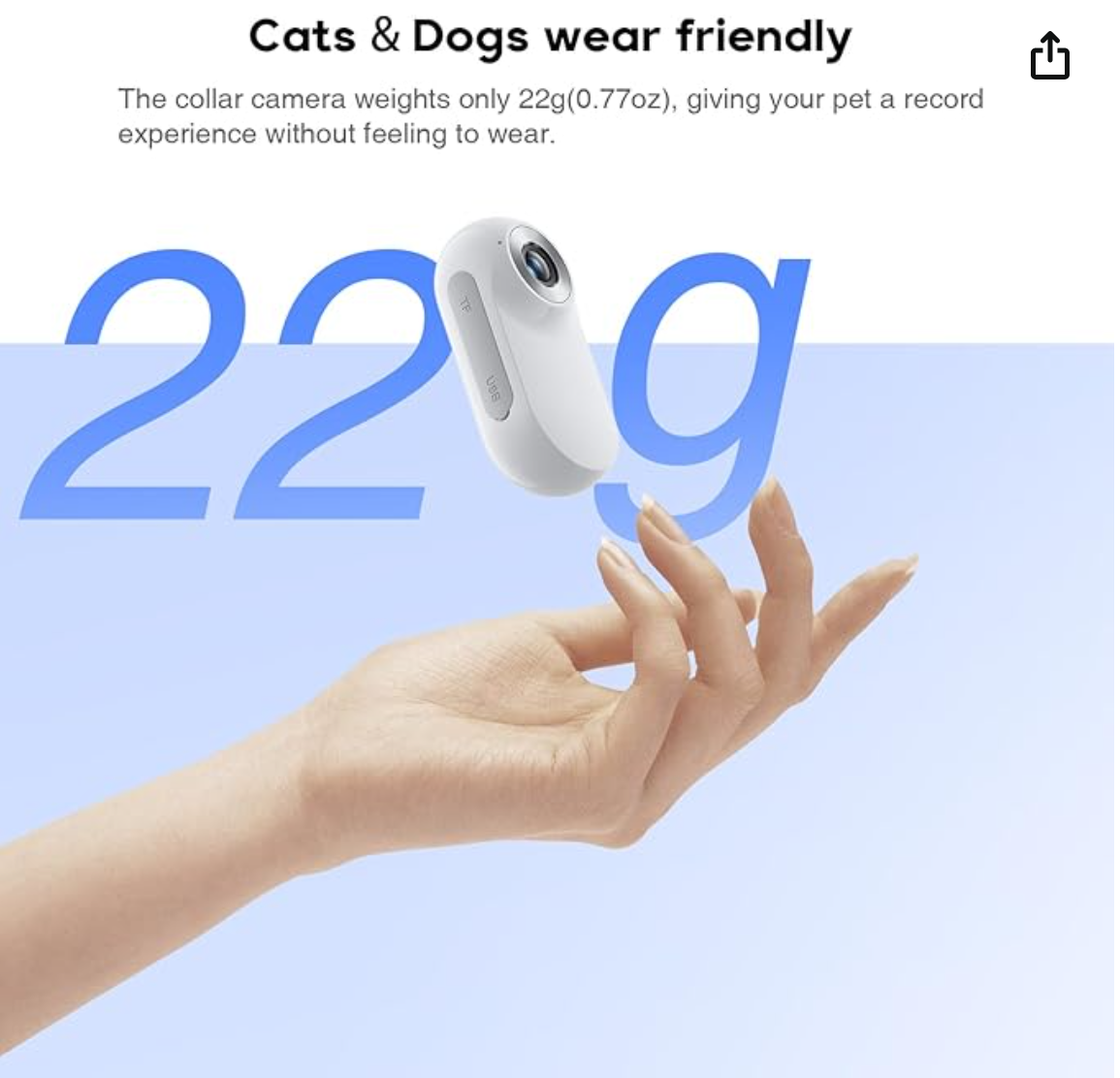 HD 1080P Cat Camera Collar,Dog Camera Collar with 32GB SD Card
