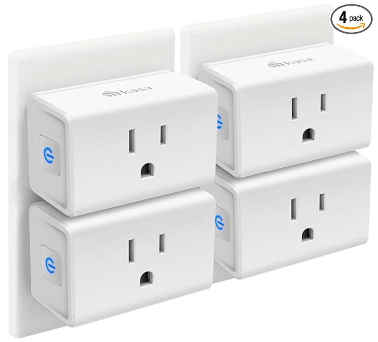 Kasa Smart Plug Mini 15A, Smart Home Wi-Fi Outlet Works with Alexa, Google Home & IFTTT, No Hub Required, UL Certified, 2.4G WiFi Only, 4-Pack(EP10P4) , White