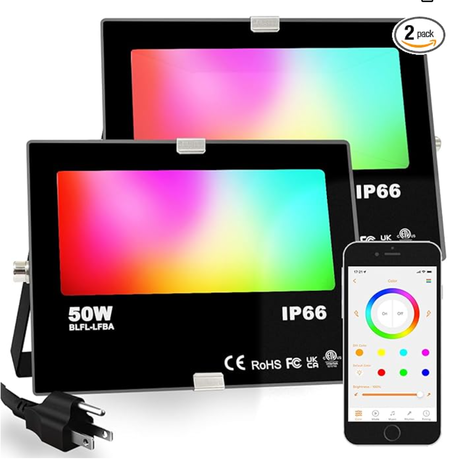 50W LED Flood Light (2-Pack)