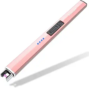 Electric Candle Lighter Rechargeable Lighters - Valentines Day Gifts for Her Him Easter Basket Stuffers Plasma Arc Lighters Windproof & Flameless USB Rechargeable with Safety Switch (Rose Gold
