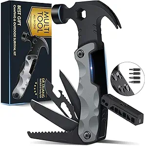 Multitool Camping Accessories Stocking Stuffers for Men Dad Gifts, 13 In 1 Survival Multi Tools Hammer Christmas Cool Gadgets for Adults Him Boyfriend Husband Grandpa Women Birthday Valentines