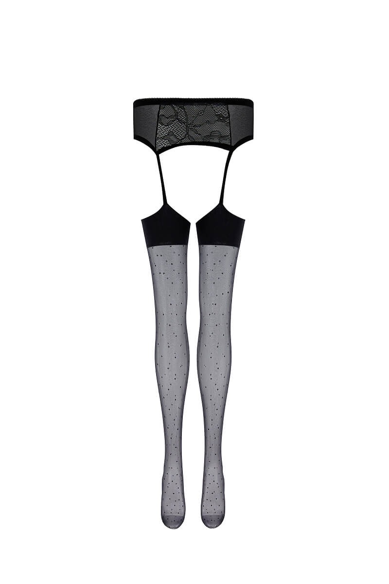 Black Thigh-High Stockings With Lace Top