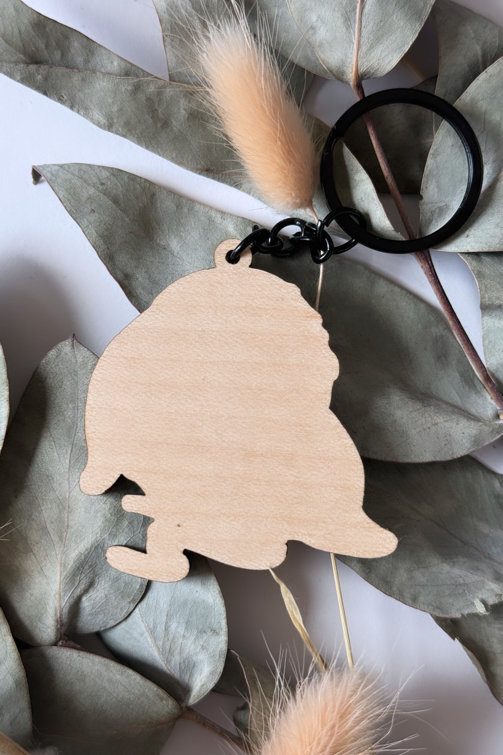 Wooden Keychain Black Cat