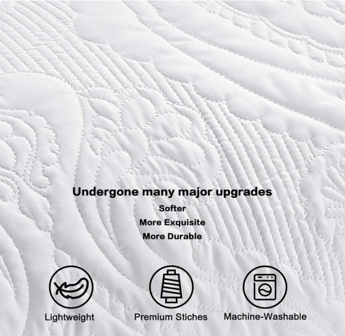 Quilted Pillow Shams Set of 2, Decorative Microfiber Queen Bed Pillow Shams, Soft Breathable Pillow Covers with Envelope Closure (White, 2Pcs:20 x 30inch)