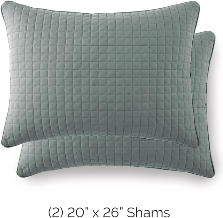 Fine Living, Inc. - VILANO Springs - Pair of Quilted Pillow Sham Covers (No Inserts), 20" x 26", Teal