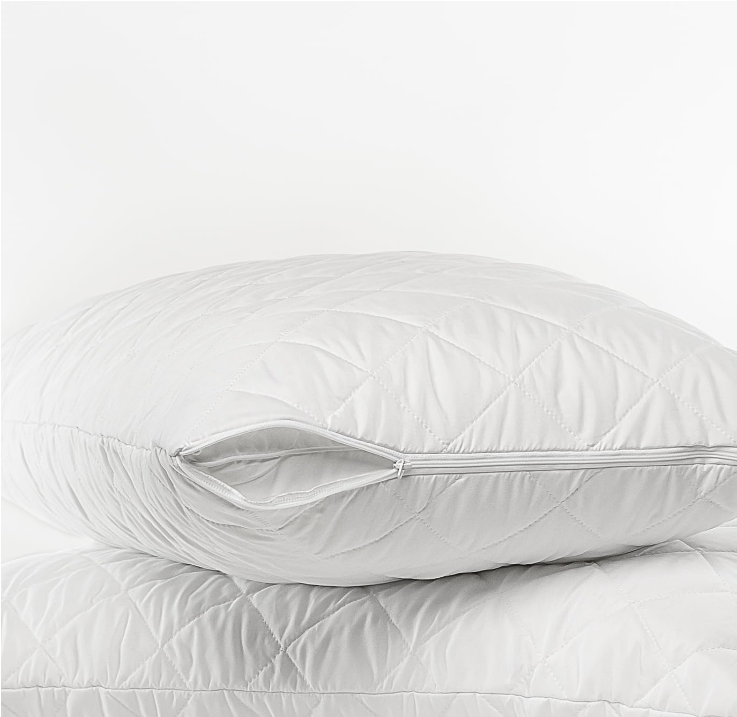 Extra Thick Quilted Pillow Protectors with Zipper Queen Size 20x30 Inches Set of 2 Soft Feather Proof Pillow Covers White Breathable Encasement