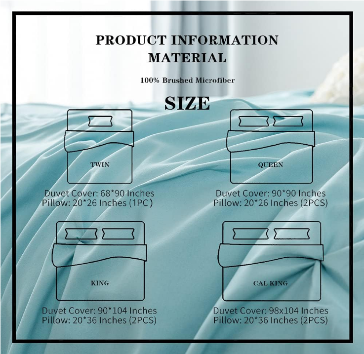 3 Pieces Bedding Duvet Cover Set, Pinch Pleated Queen Duvet Cover, Pintuck Comforter Quilt Cover with 2 Pillow Shams-Queen-90 X 90 inches-Light Blue