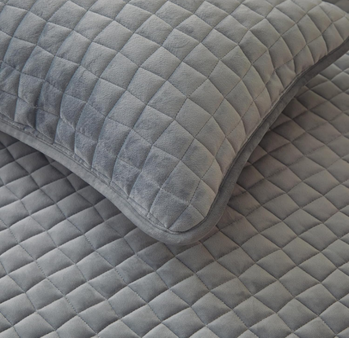 Quilted Flannel Pillowcases,2 Pack Soft Flannel Pillow Shams Covers with Envelope Closure,No Filling. (Standard, Gray)