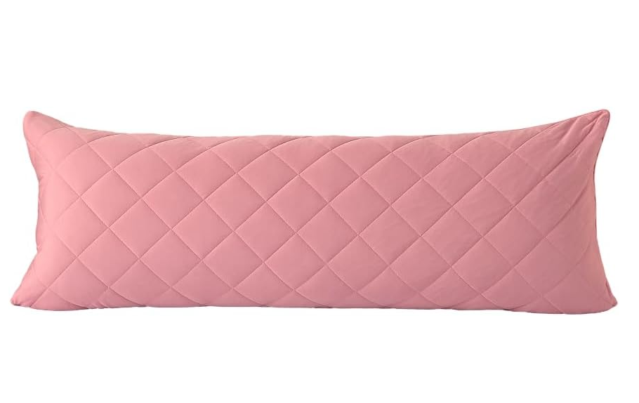 Elastane Cooling Diamind 1pc Single Quilted Body Pillow Cover 21"x54" with Zipper Closure (Pink, 21“X54“ Body Pillow Cover)