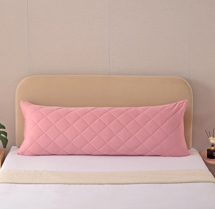 Elastane Cooling Diamind 1pc Single Quilted Body Pillow Cover 21"x54" with Zipper Closure (Pink, 21“X54“ Body Pillow Cover)