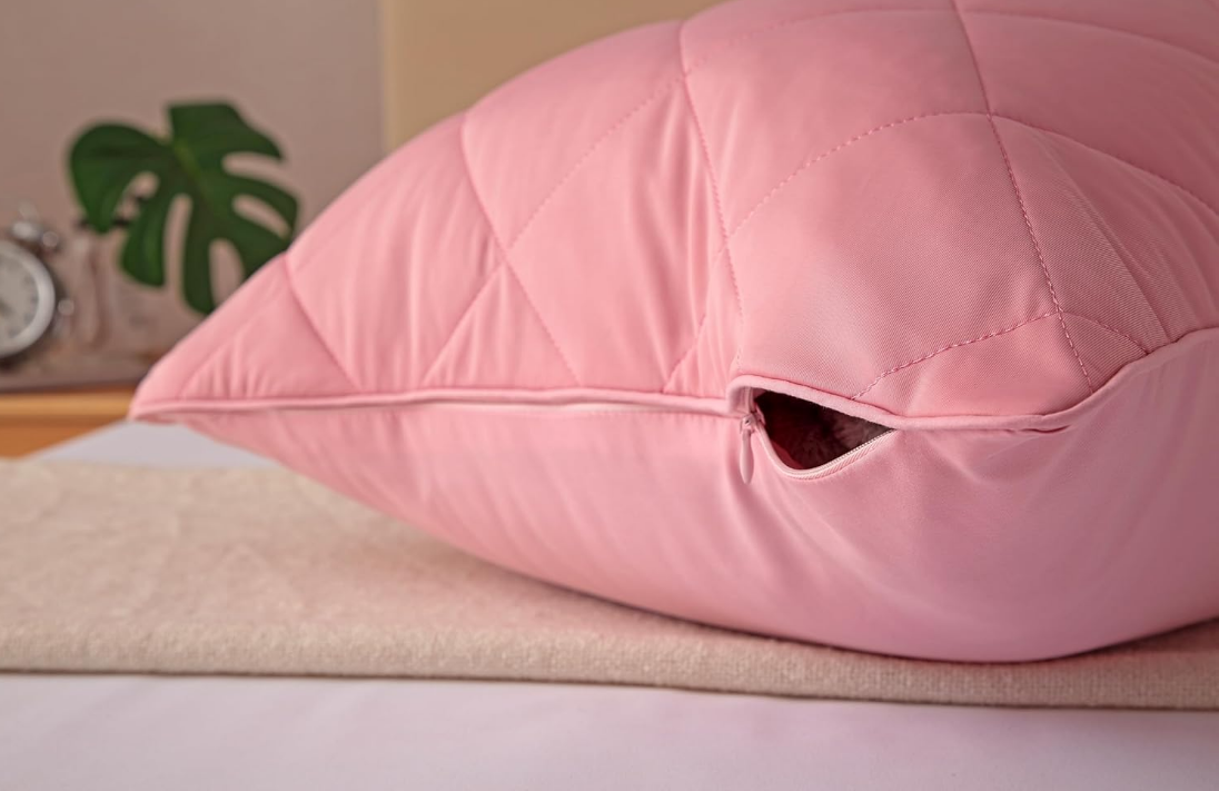 Elastane Cooling Diamind 1pc Single Quilted Body Pillow Cover 21"x54" with Zipper Closure (Pink, 21“X54“ Body Pillow Cover)