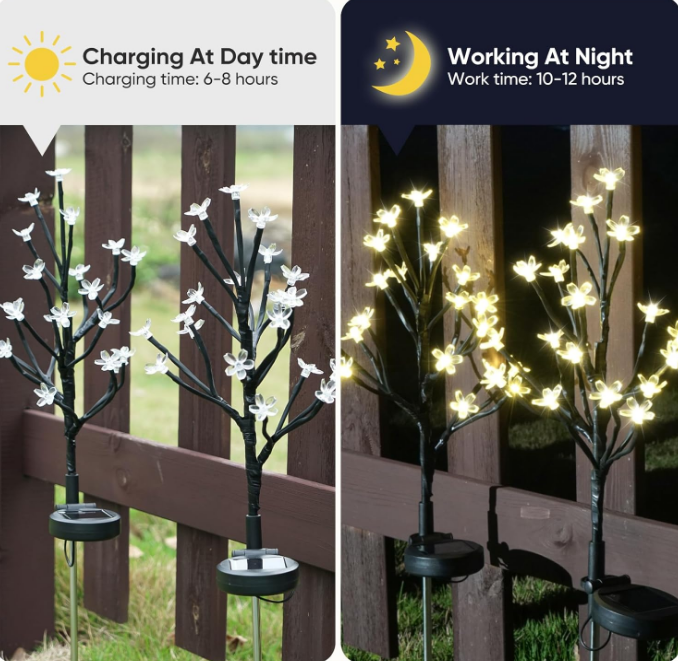 Solar Flowers Lights Garden Decor, Solar Garden Lights Outdoor Decorative,2Pack 40LED Solar Lights Outdoor Garden Waterproof Fairy Lights for Outside Yard,Lawn Decorations Gardening Gifts